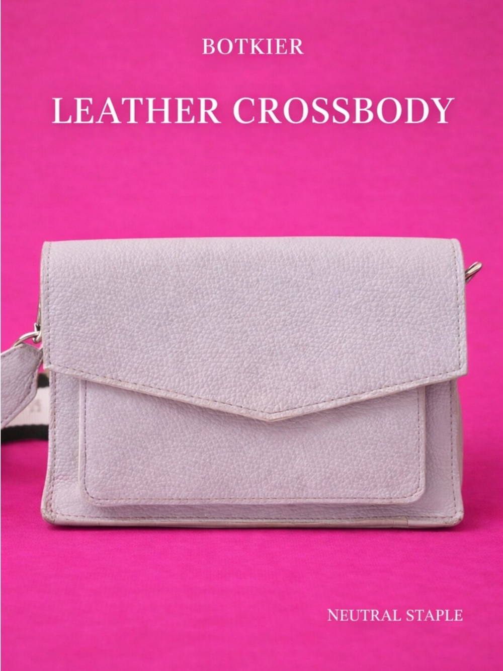 Botkier Light Purple Pebbled Leather Crossbody Bag Neutral Envelope Flap